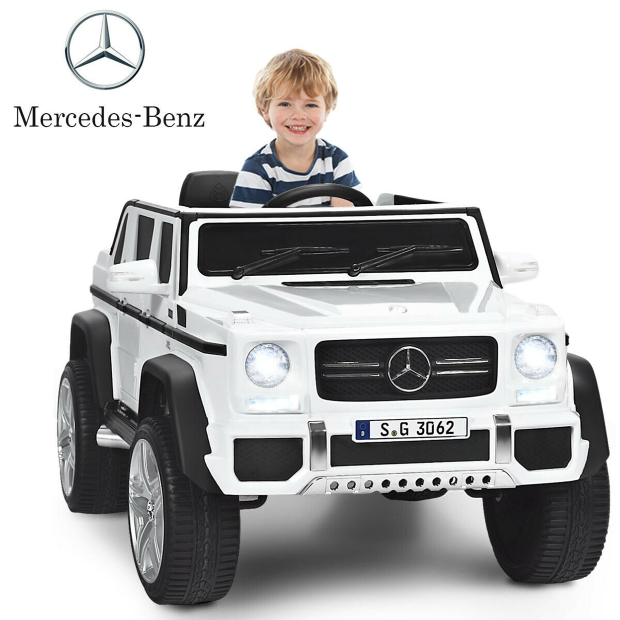 12V Licensed Mercedes-Benz Kids Ride On Car RC Motorized Vehicles W/ Trunk - White