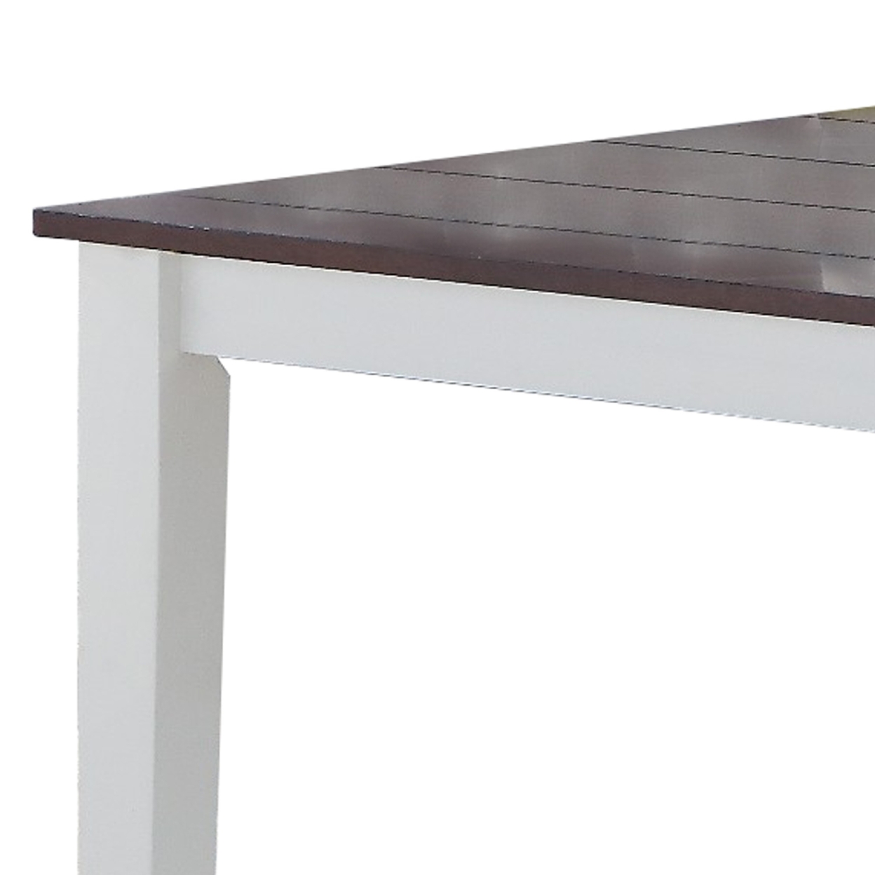 48 Inch Wood Dining Table, Plank Top, 4 Seater, White, Walnut Brown- Saltoro Sherpi