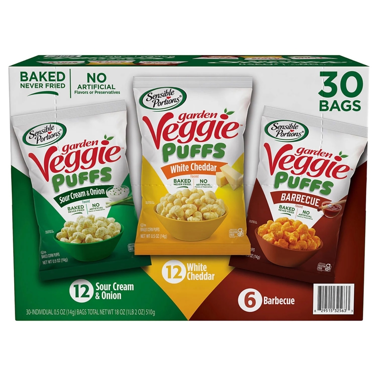 Sensible Portions Garden Veggie Puffs Variety Pack, 0.5 Ounce (Pack Of 30)