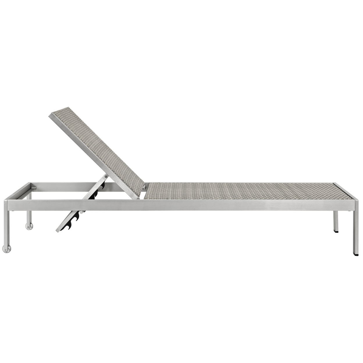 Shore Set Of 2 Outdoor Patio Aluminum Chaise, Silver Gray, (MDY)