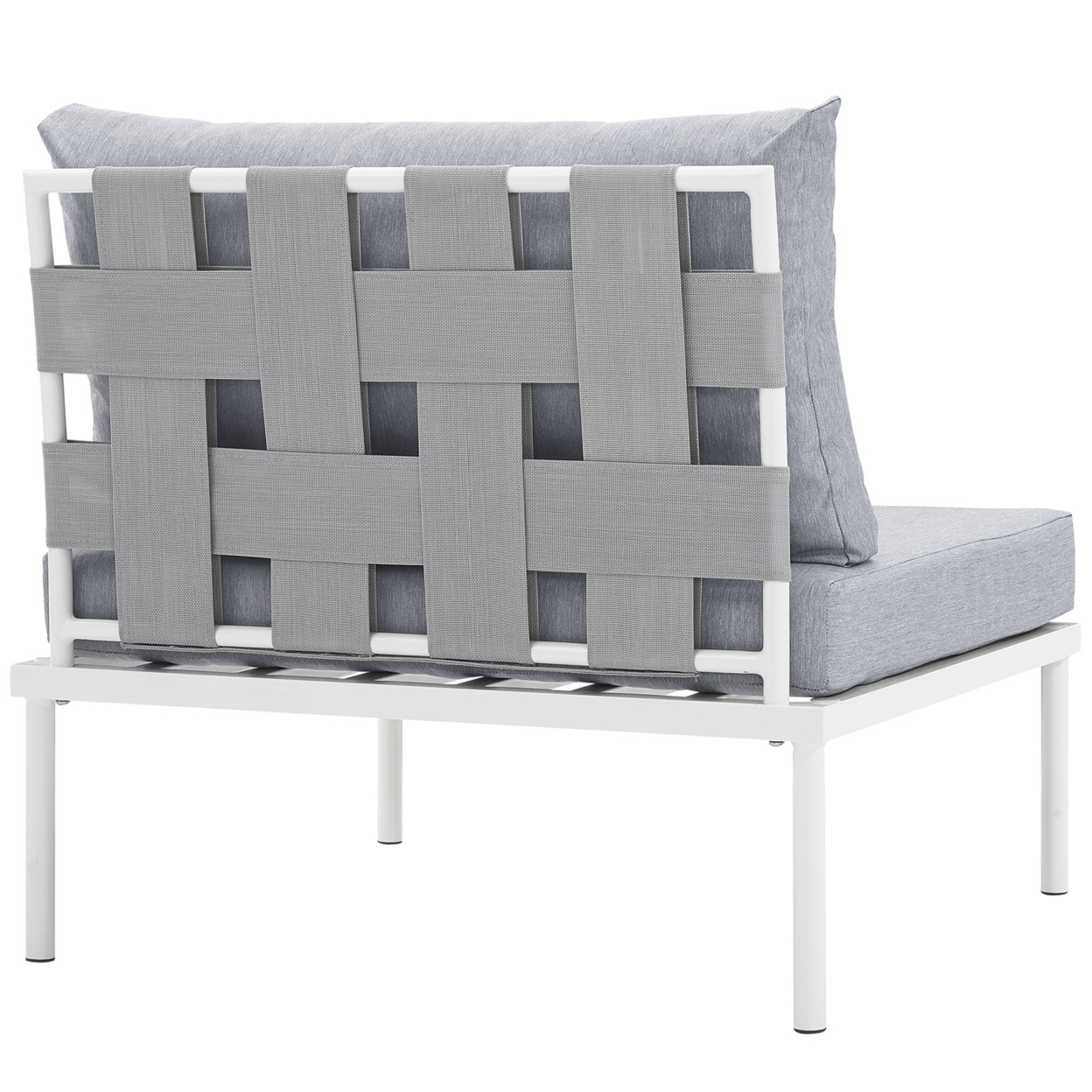 Harmony Armless Outdoor Patio Aluminum Chair, White Gray