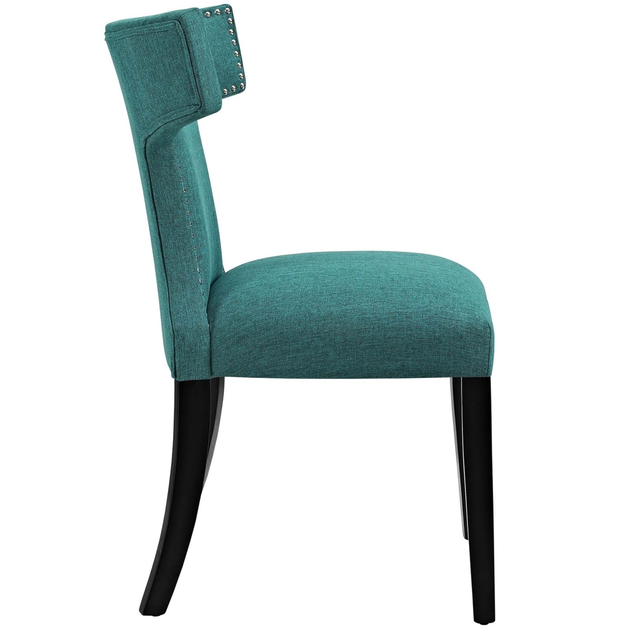 Curve Set Of 2 Fabric Dining Side Chair, Teal