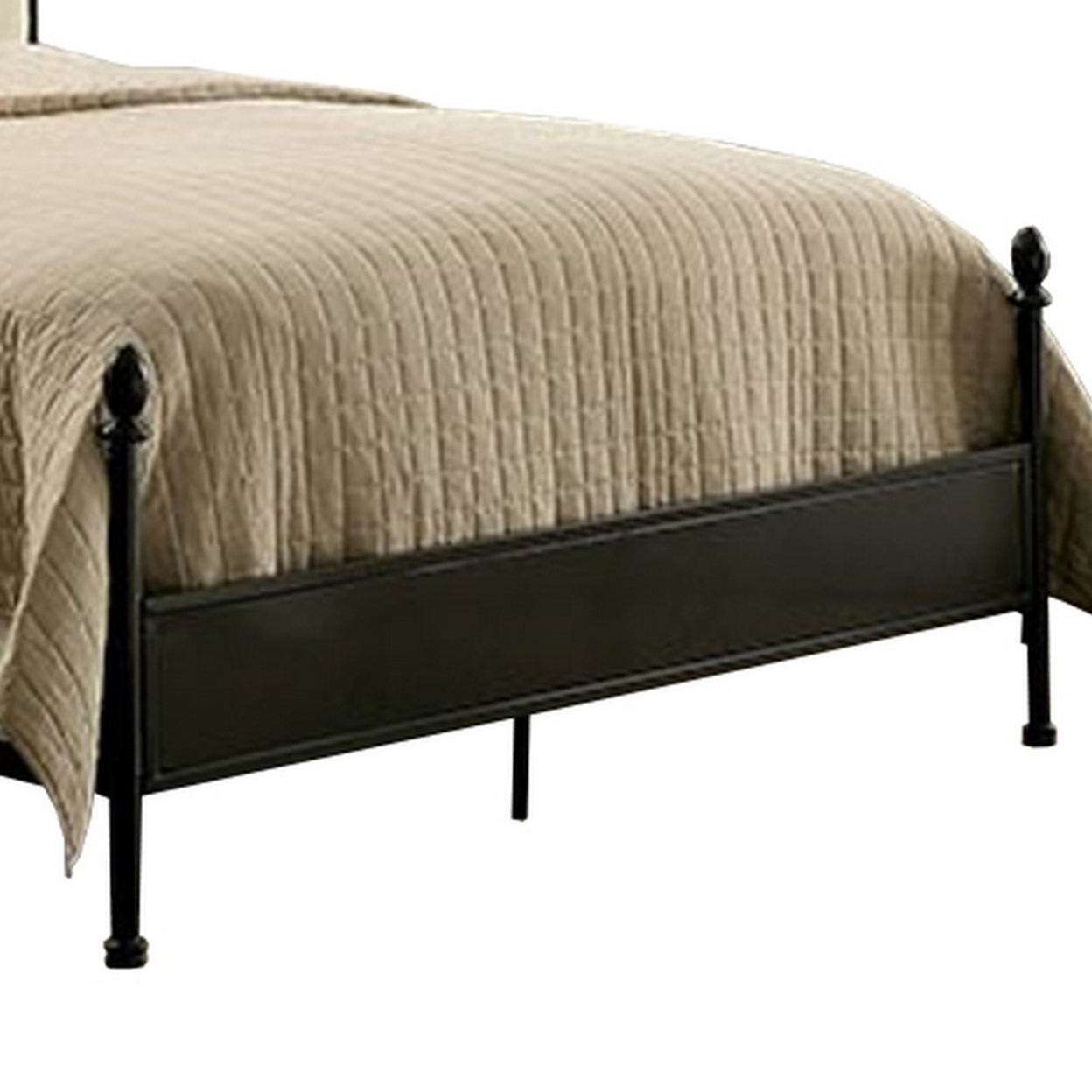 Transitional Queen Size Bed , Black- Saltoro Sherpi