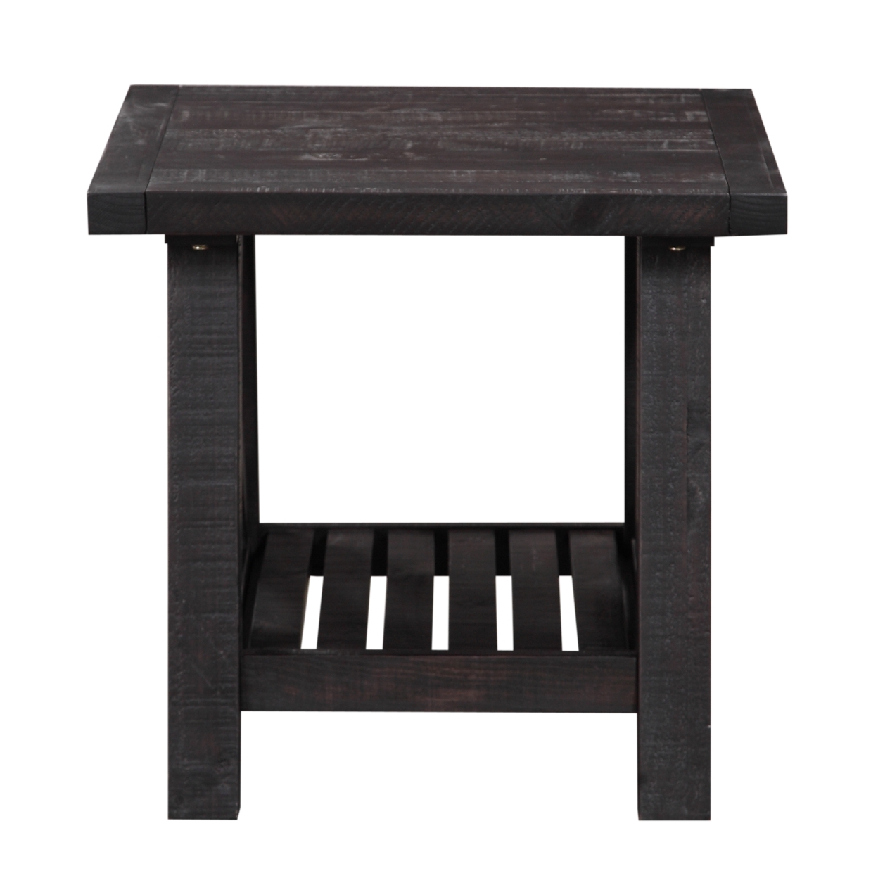 Pine Wood End Table With Exposed Hardware, Brown- Saltoro Sherpi