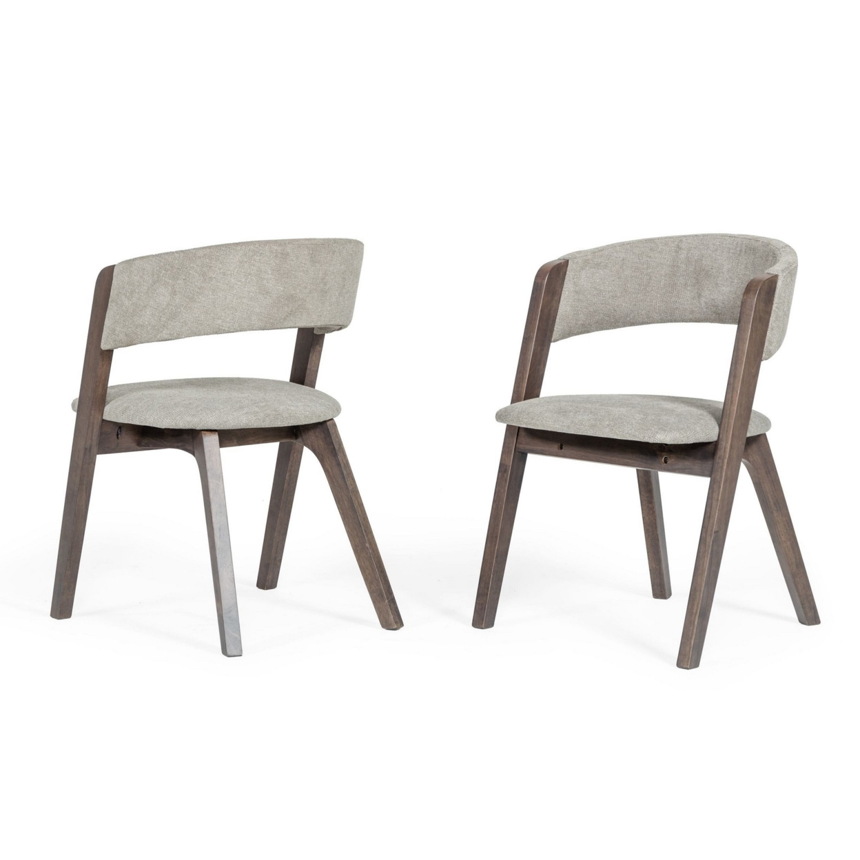 Cid 23 Inch Modern Dining Chair, Curved Back, Set Of 2, Gray Fabric- Saltoro Sherpi