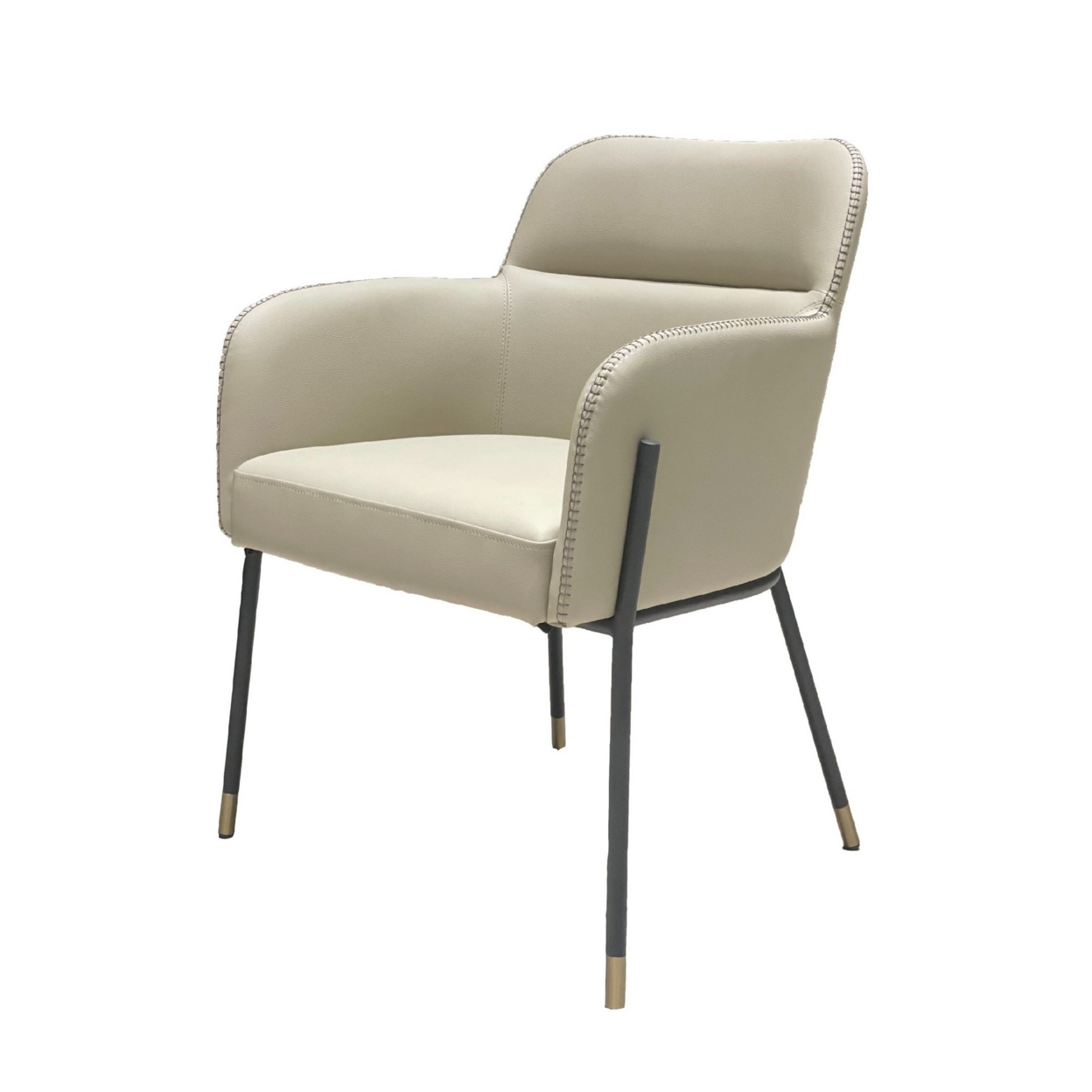 Cid 25 Inch Modern Dining Chair, Tight Back, Vegan Faux Leather, Beige- Saltoro Sherpi
