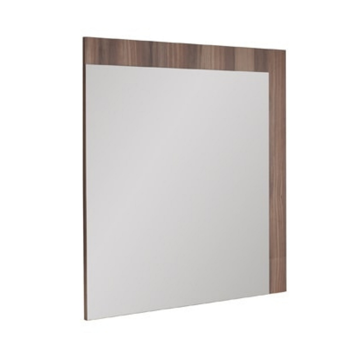 Noe 41 Inch Modern Wall Mirror, Walnut Wood Veneer Frame- Saltoro Sherpi