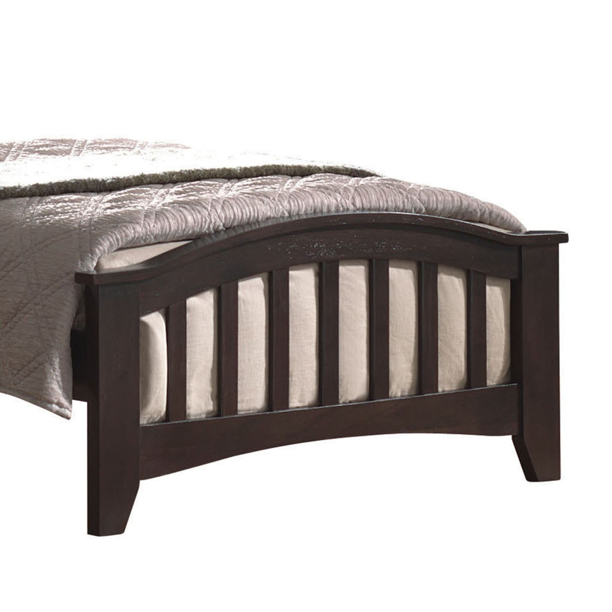 Wooden Twin Size Bed With Slated Design Headboard And Footboard, Dark Brown- Saltoro Sherpi