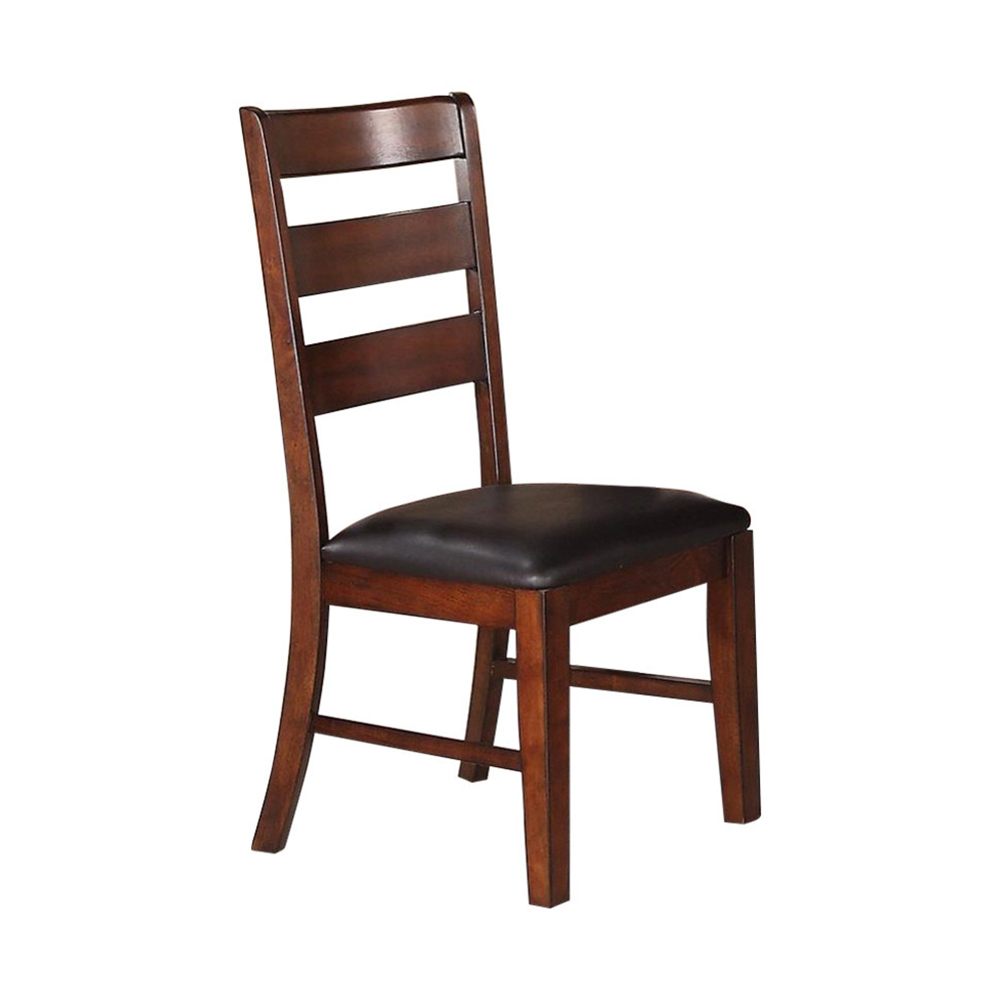 Solid Wood Side Chairs With Ladder Back Set Of 2 Brown- Saltoro Sherpi