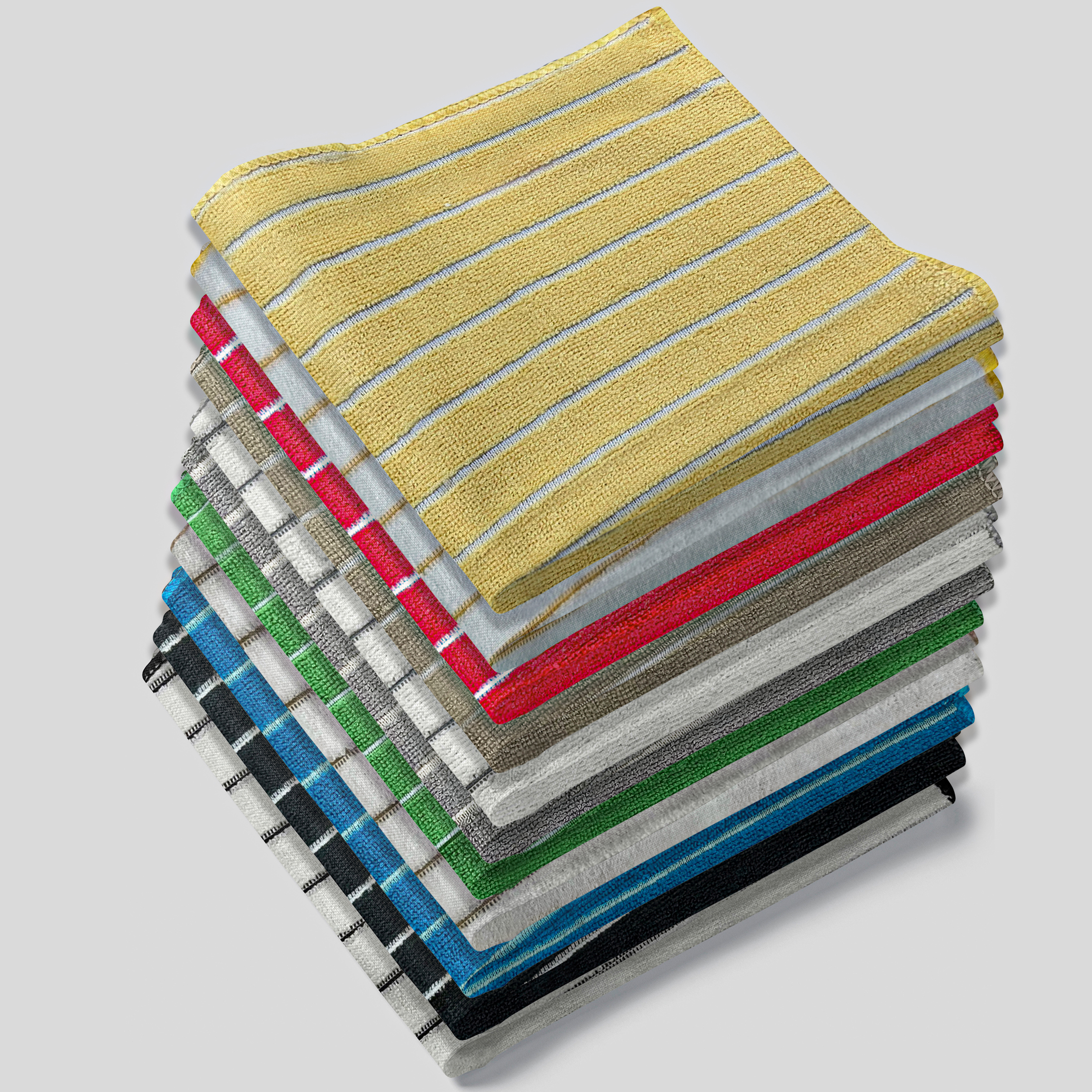 12-Pack Absorbent And Super Soft Microfiber Dish Cloths - Waffle & Striped