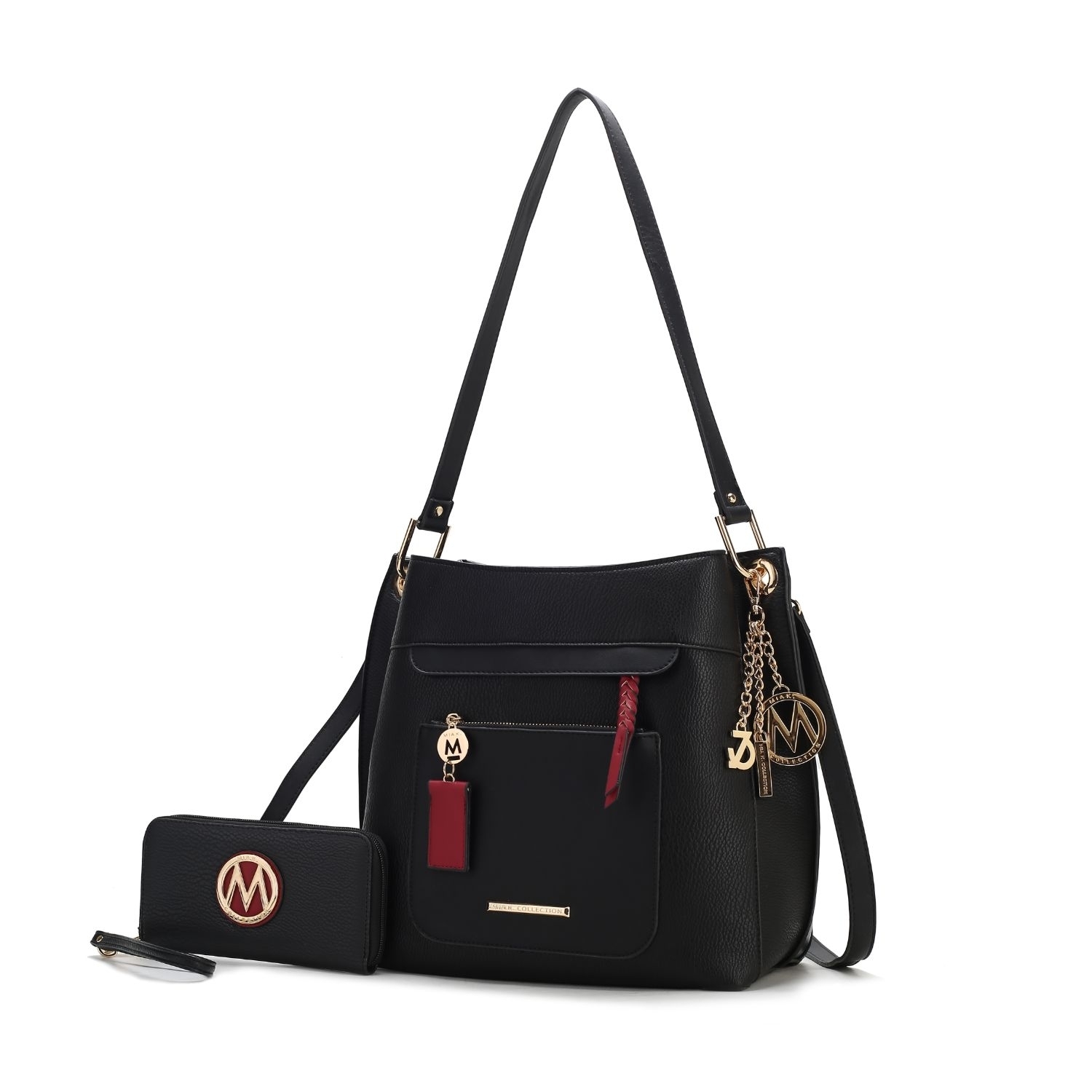 MKF Collection Shivani Vegan Leather Women’s Hobo Handbag By Mia K With Wallet – 2 Pieces - Navy