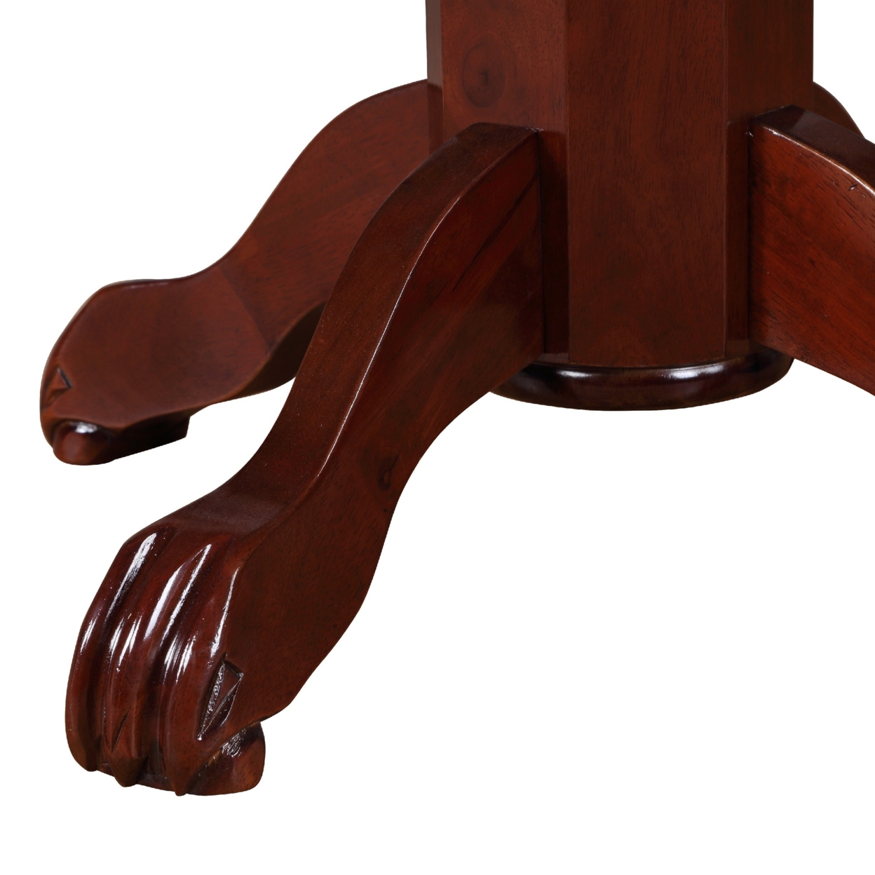 Ava 42 Inch Pub Bar Table, Wood, Sunburst Design, Carved Pedestal, Espresso Brown