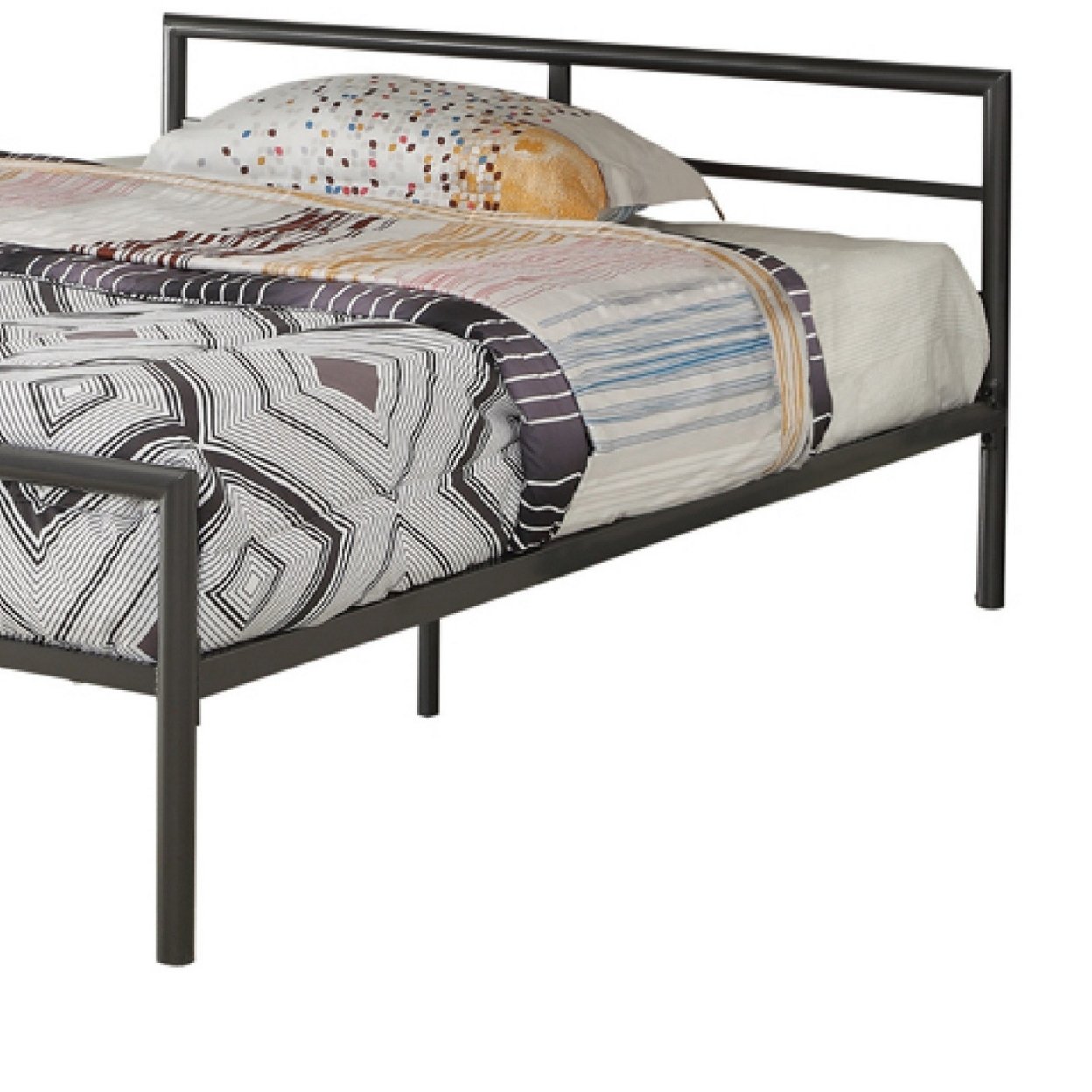 Traditional Styled Full Bed With Sleek Lines, Gray- Saltoro Sherpi