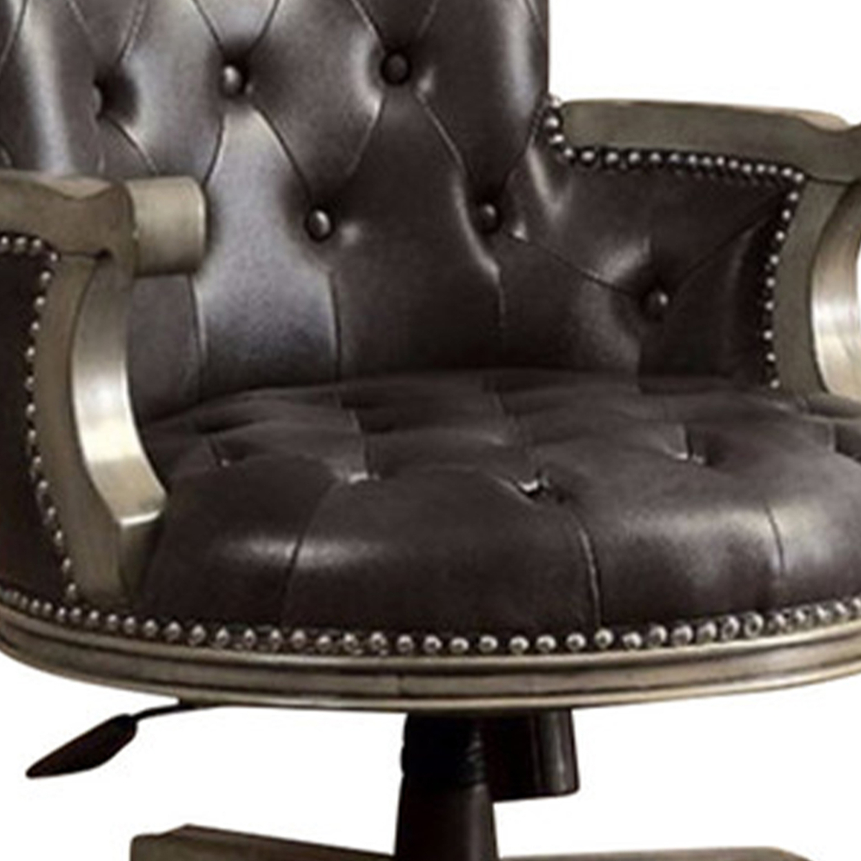 Yelena Height Adjustable Arm Chair In Gray And Black- Saltoro Sherpi