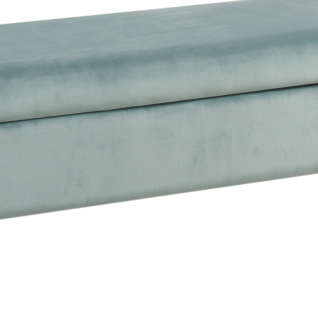 Velvet Upholstered Wooden Bench With Lift Top Storage And Tapered Feet, Aqua Blue- Saltoro Sherpi