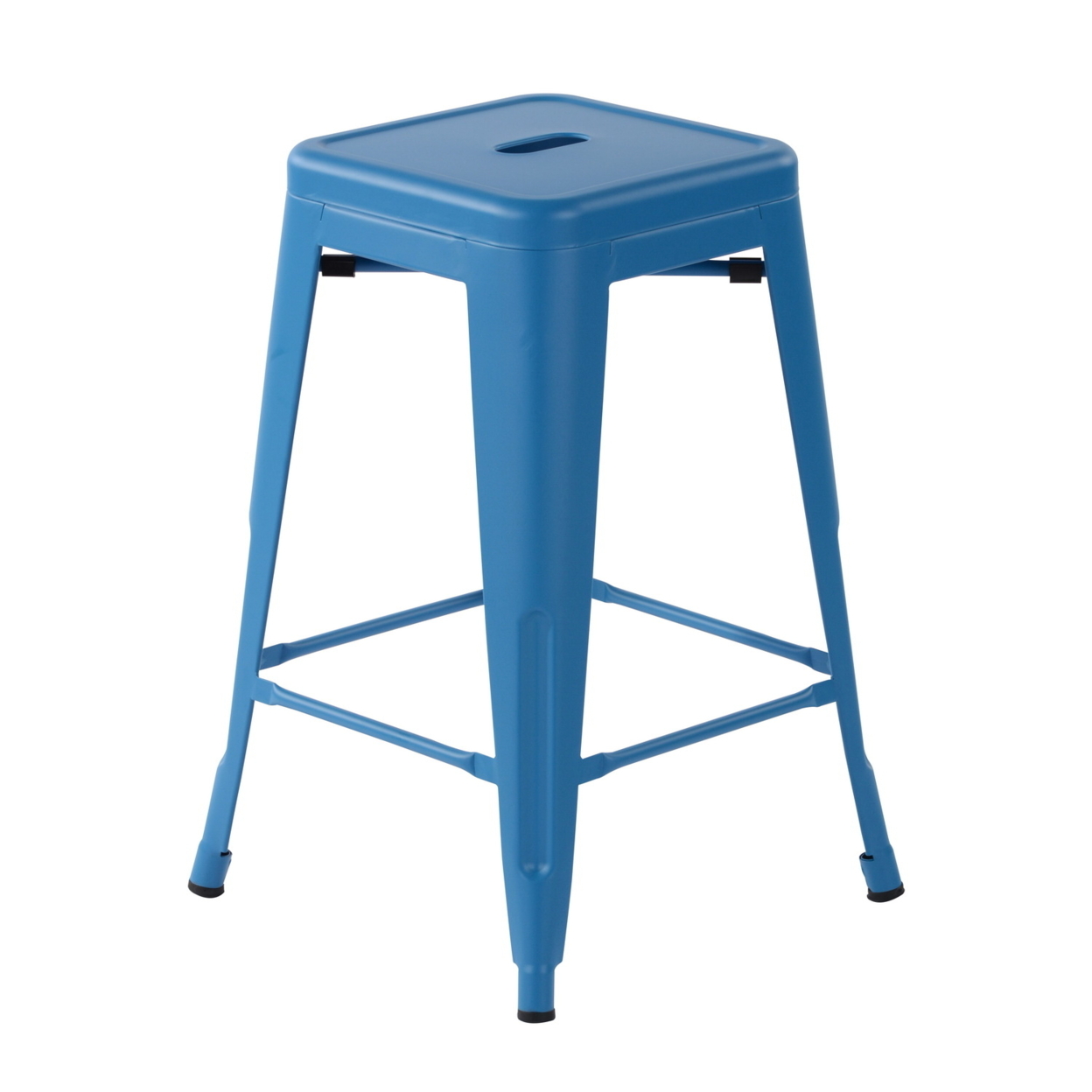 24 Inch Backless BLUE Metal Counter Stools set of 2