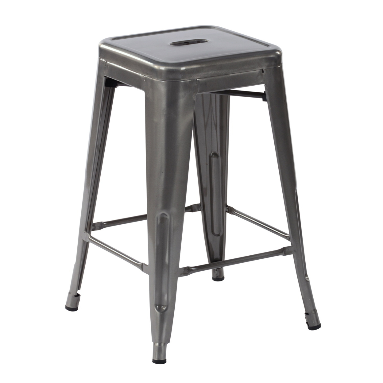 24 Inch Backless SILVER Metal Counter Stools set of 4