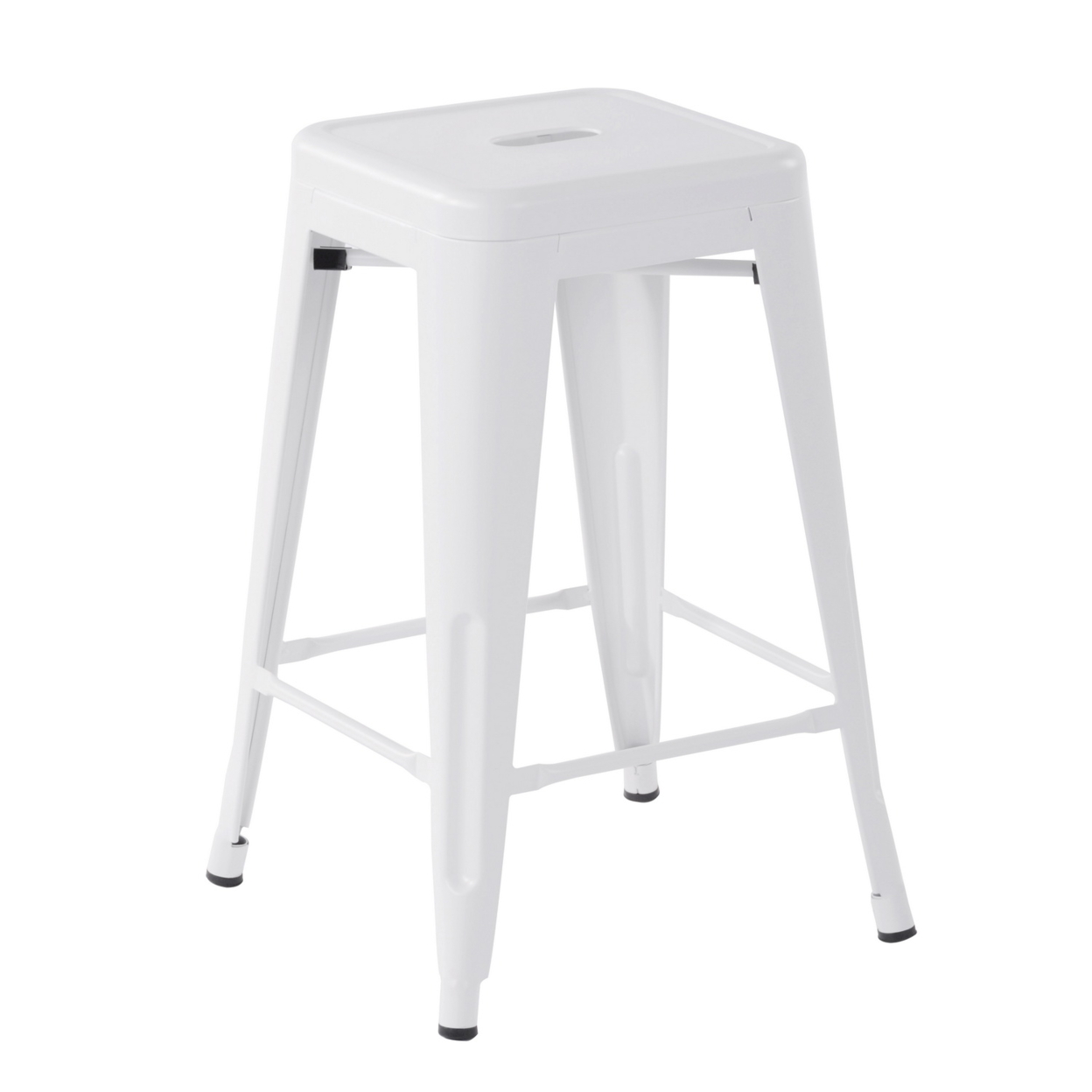24 Inch Backless WHITE Metal Counter Stools set of 2