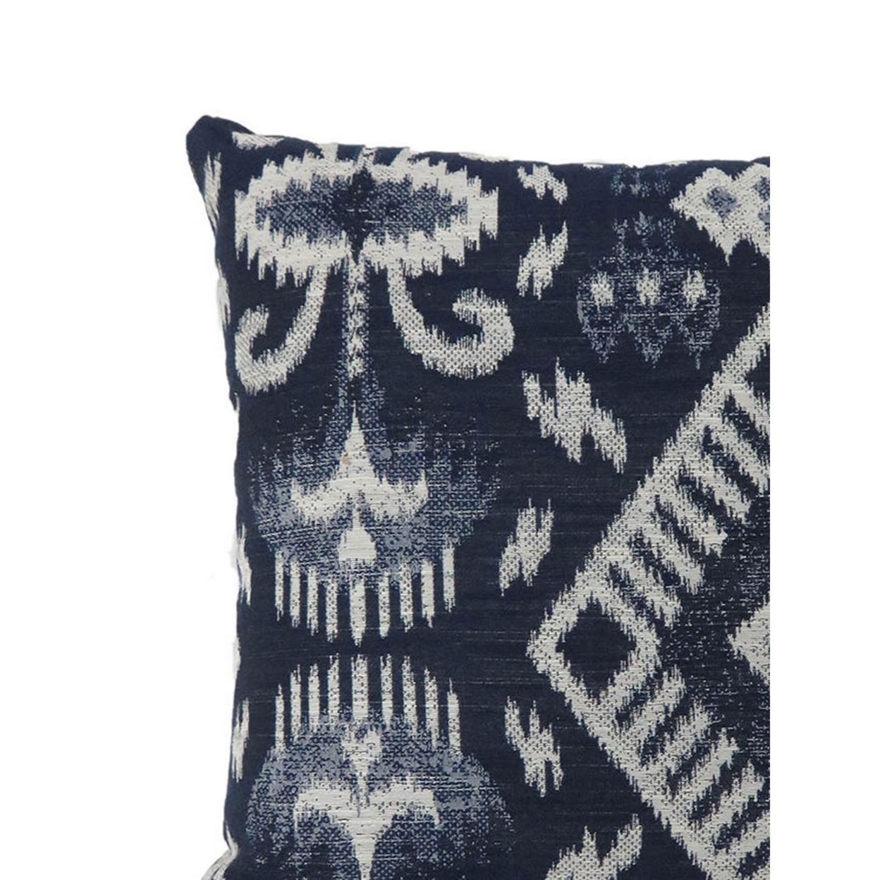 22 Inch Throw Pillow, Set Of 2, Boho Tribal Pattern, Navy Blue, White