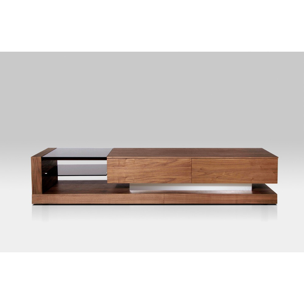 Rectangular Wooden TV Stand With Two Spacious Drawers, Brown And Black- Saltoro Sherpi