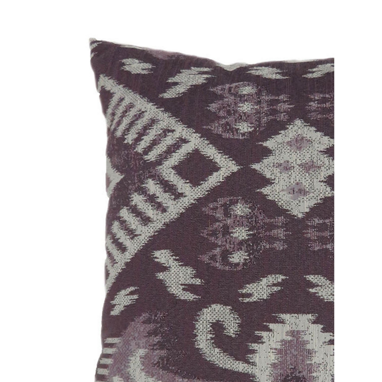 18 Inch Throw Pillow, Set Of 2, Boho Tribal Pattern, Purple, White