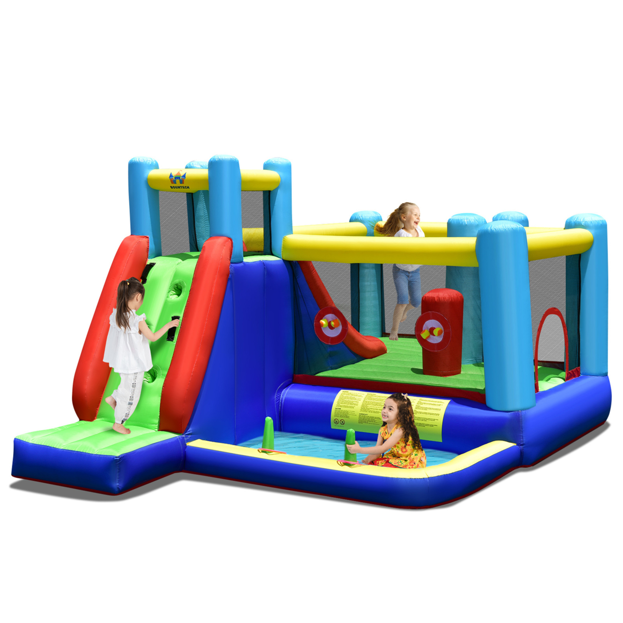 8-in-1 Kids Inflatable Bounce House Bouncy Castle Indoor Outdoor Without Blower
