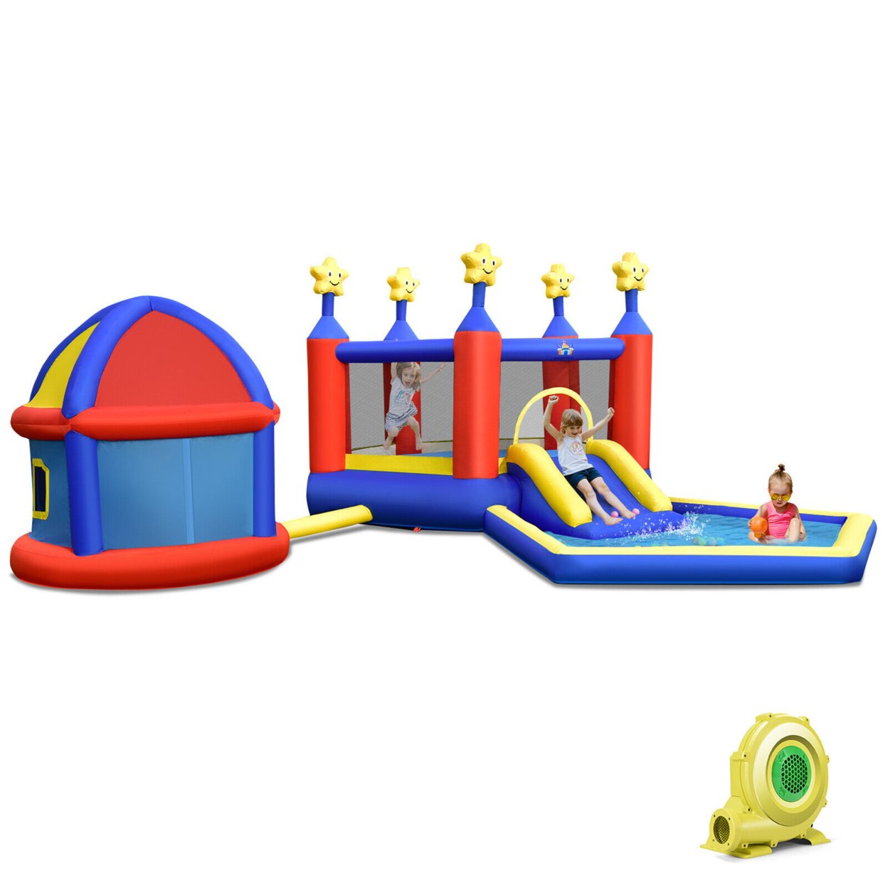 Kids Inflatable Bouncy Castle W/Slide Large Jumping Area Playhouse & 735W Blower