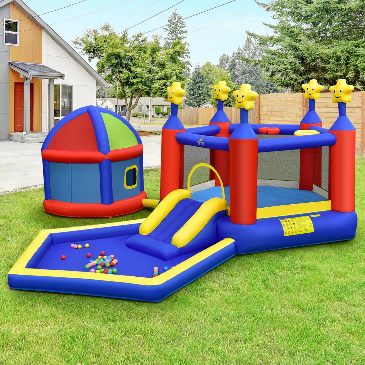 Kids Inflatable Bouncy Castle W/Slide Large Jumping Area Playhouse & 735W Blower