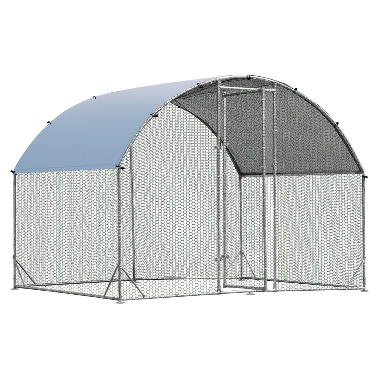 Large Metal Chicken Coop Outdoor Galvanized Dome Cage W/ Cover 9 Ft X 6.2 Ft