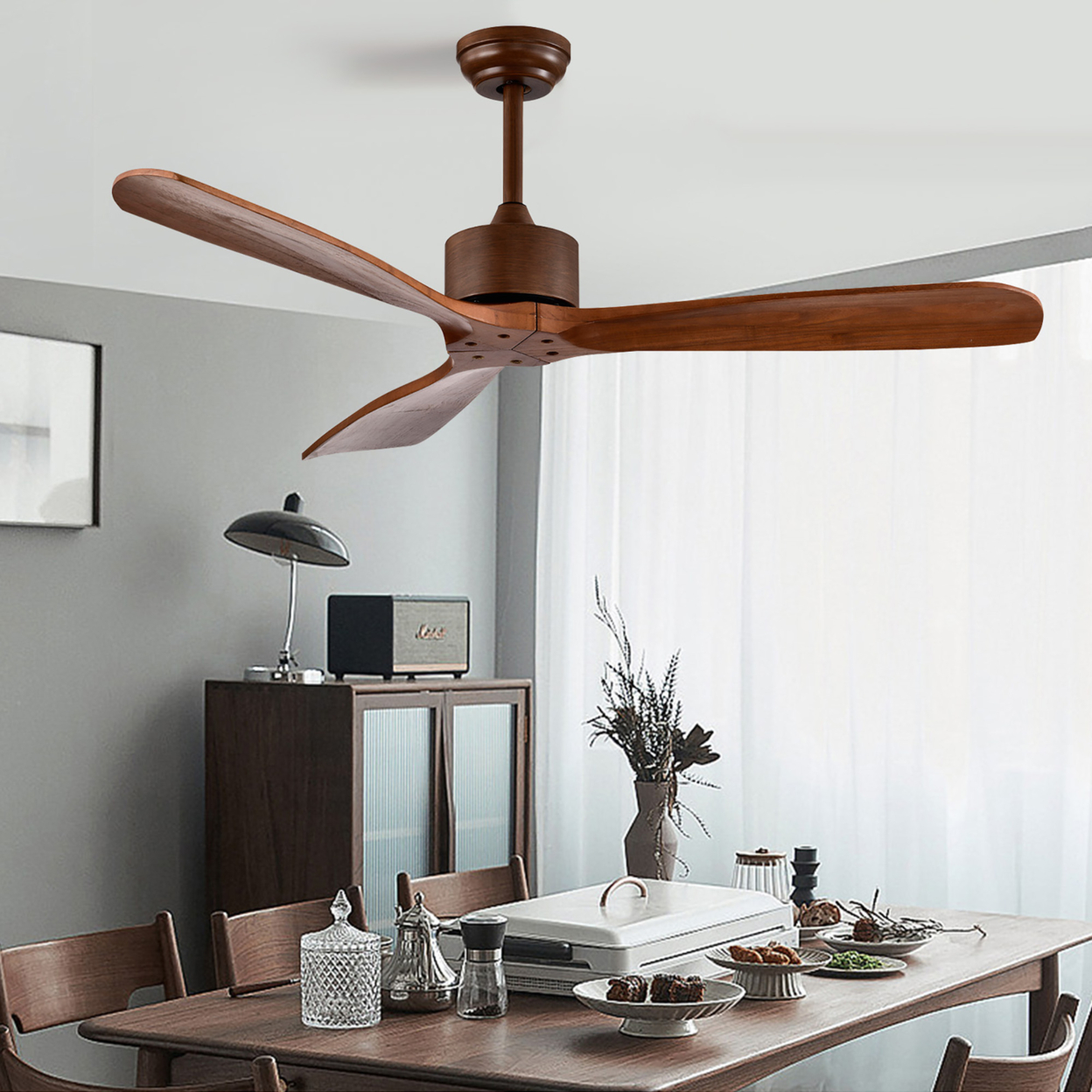 52'' Modern Ceiling Fan No Light Indoor Outdoor W/Remote Control