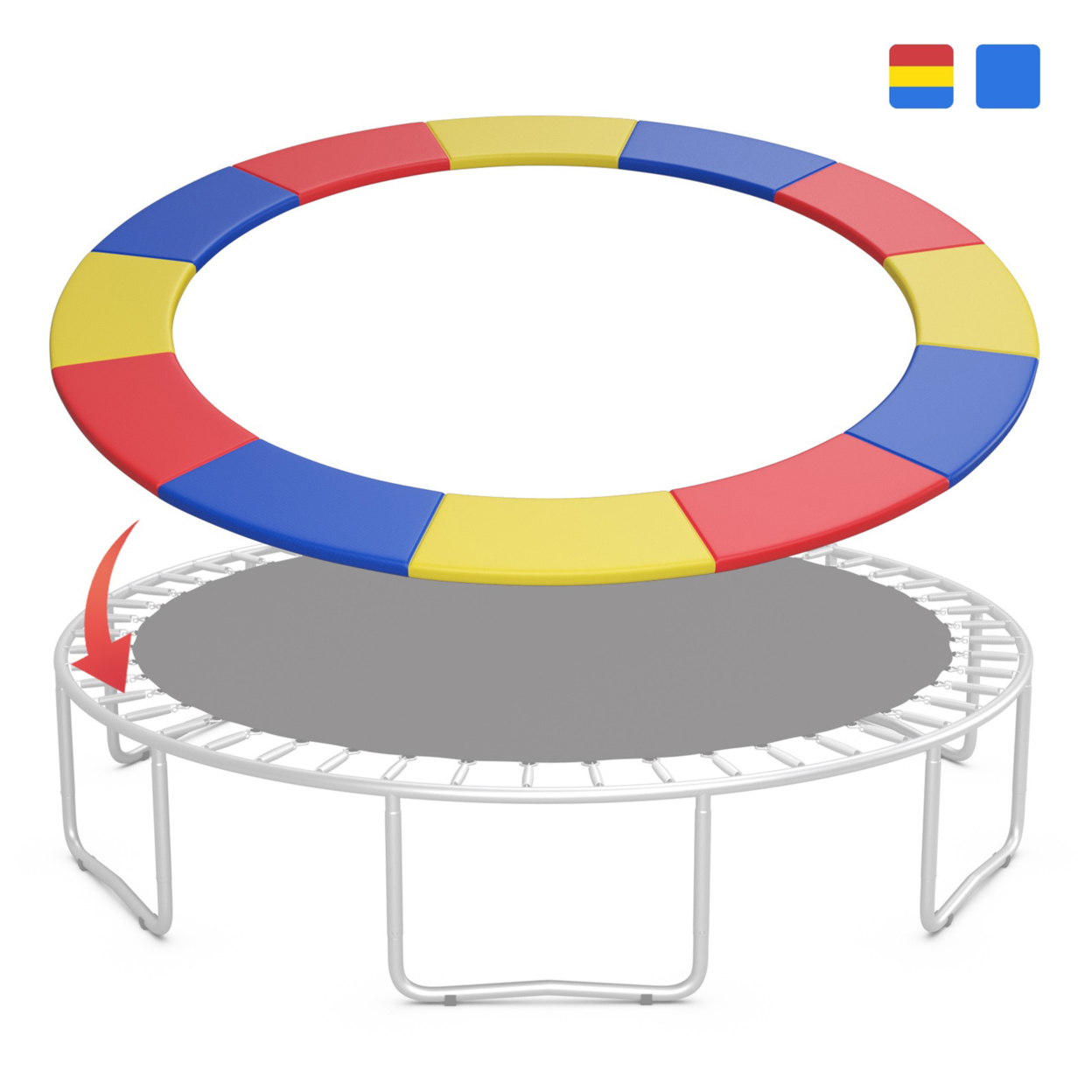 8/10/12/14/15/16FT Trampoline Replacement Safety Pad Universal Trampoline Cover - Multi-color, 10 Ft