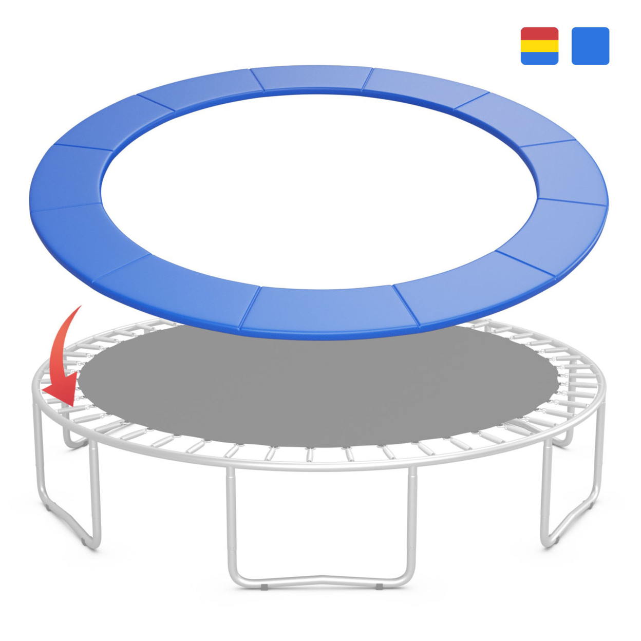 8/10/12/14/15/16FT Trampoline Replacement Safety Pad Universal Trampoline Cover - Blue, 8 Ft
