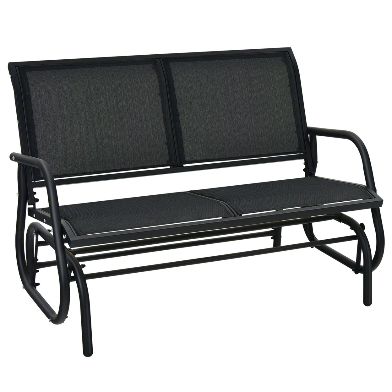 Patio Swing Glider Bench Loveseat Rocking Chair Backyard Poolside - Black