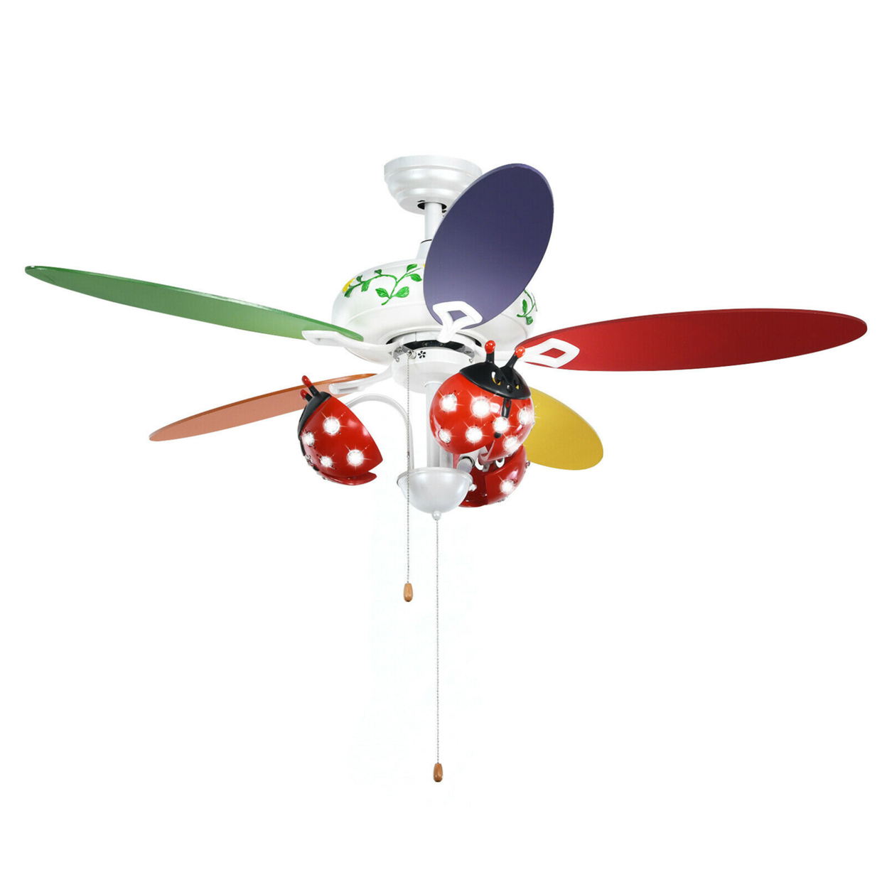 52'' Ceiling Fan With Light Kids Fan Light W/Pull Chain Control Beetle Multicolor
