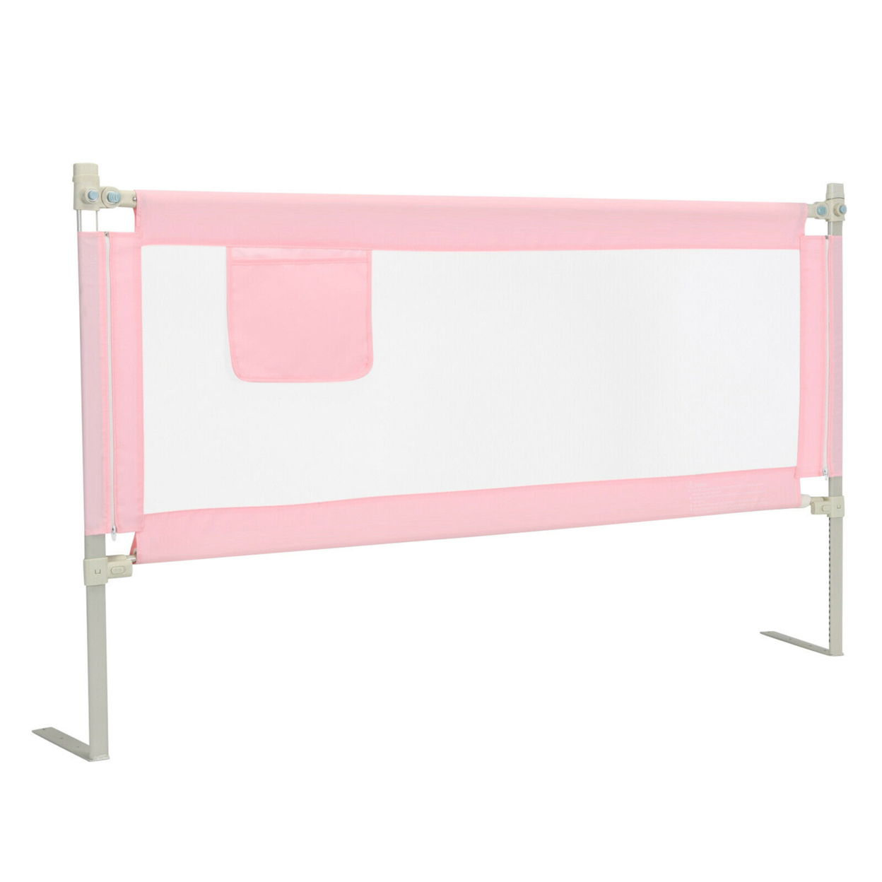 Gymax 69.5'' Bed Rails For Toddlers Vertical Lifting Baby Bed Rail Guard With Lock Grey / Pink - Pink