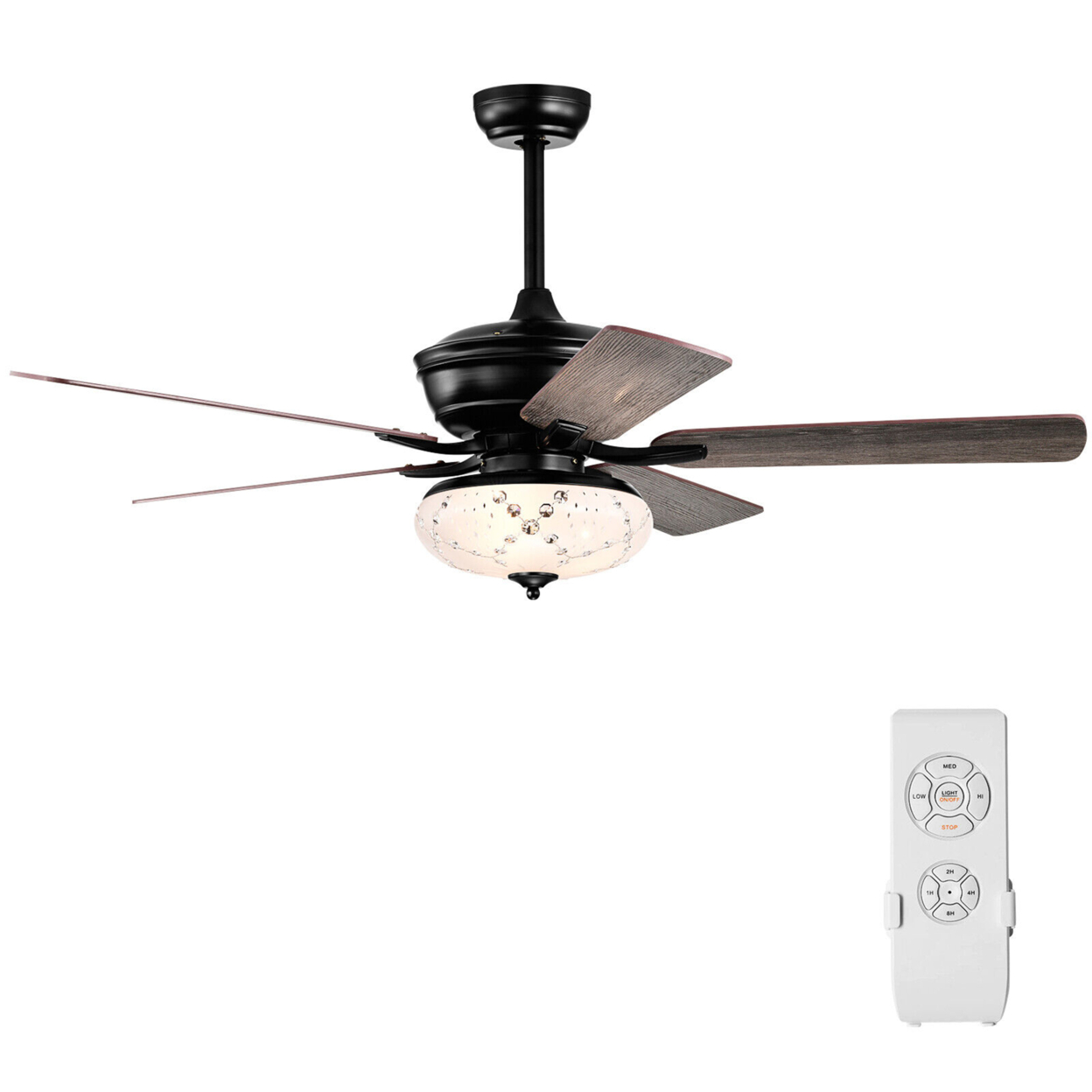 52'' Ceiling Fan With 3 Wind Speeds 5 Reversible Blades & Remote Control - Grey
