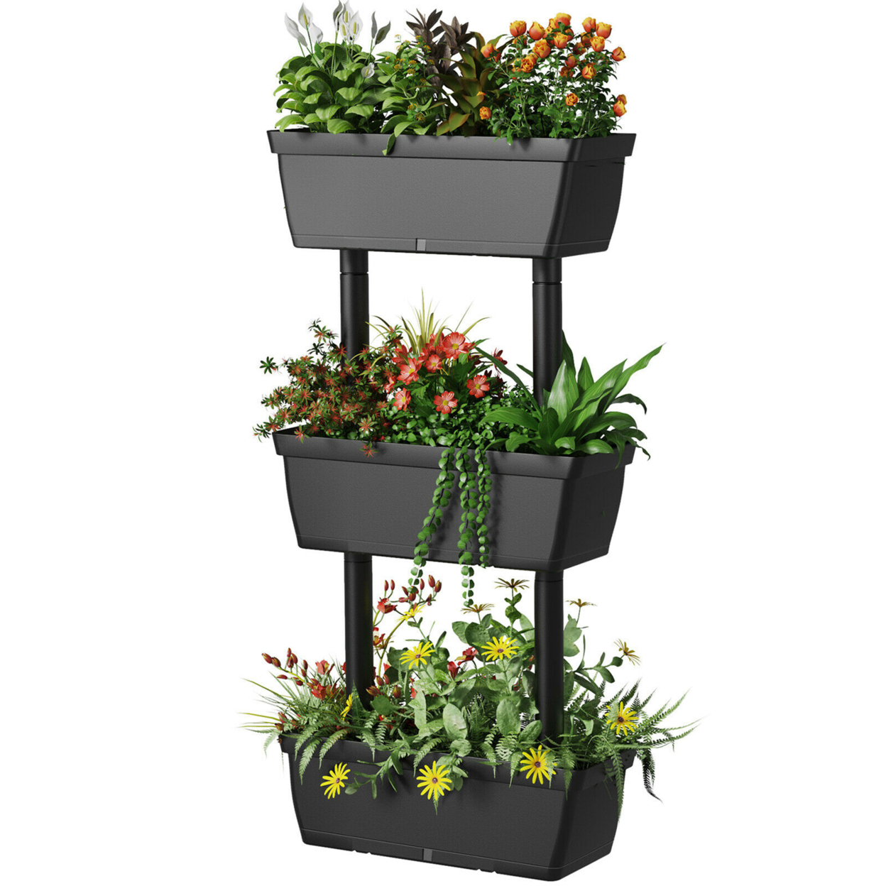 3-Tier Raised Garden Bed Vertical Freestanding Flower Pot Stand Planter Boxes