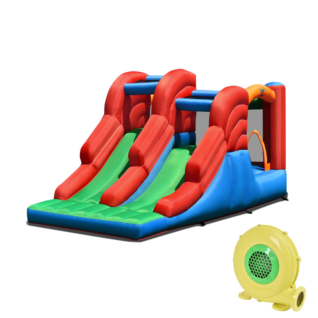 Inflatable Double Slide Bounce House Bouncy Castle W/ 480W Blower