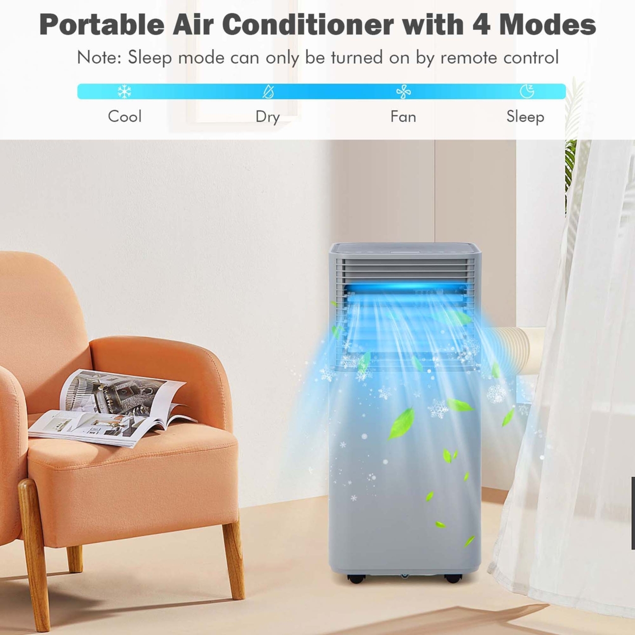 3 In 1 Portable Air Conditioner AC Unit Air Cooler 8000BTU ASHRAE 230 Sq.ft Grey