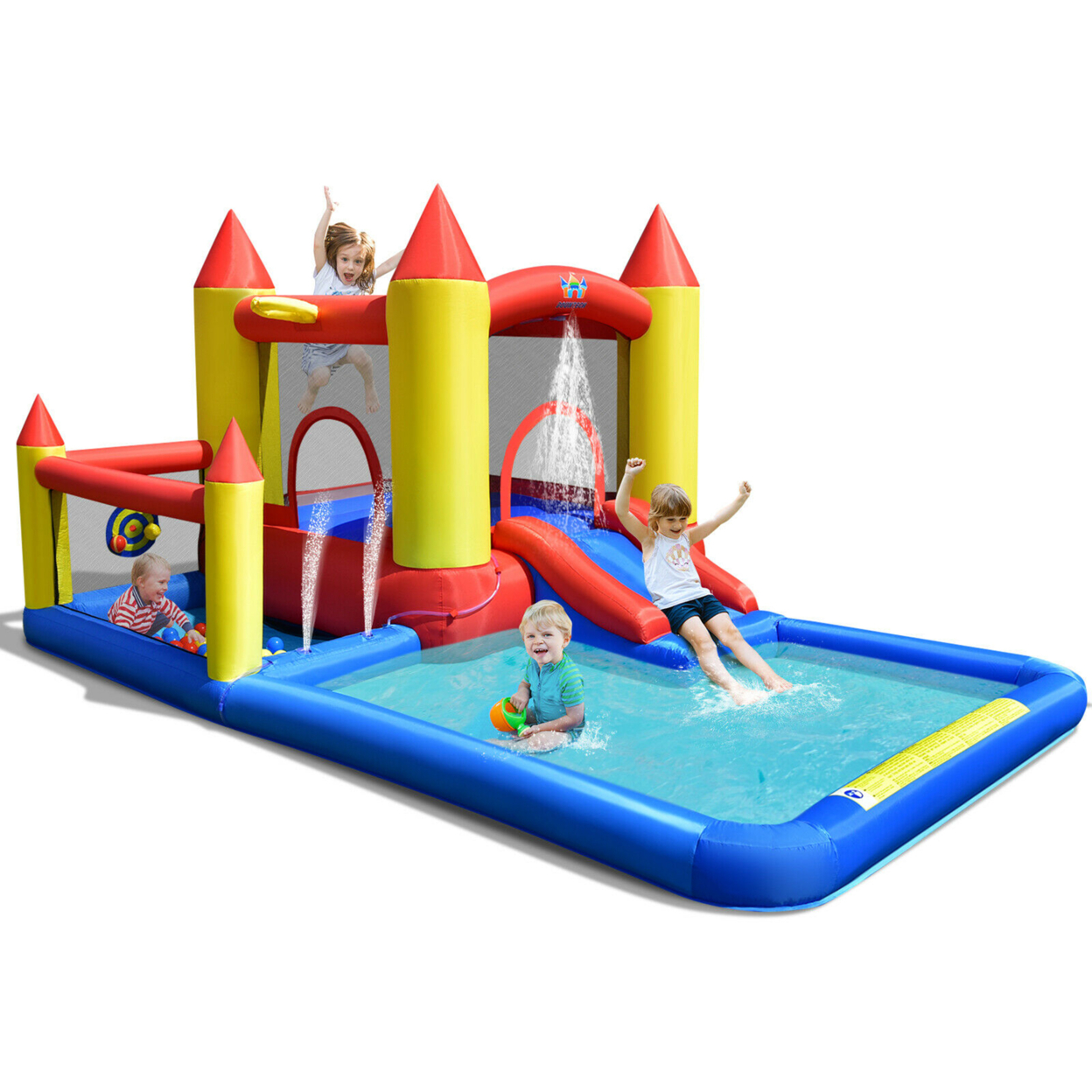 Inflatable Water Slide Castle Kids Bounce House Indoor & Outdoor Without Blower