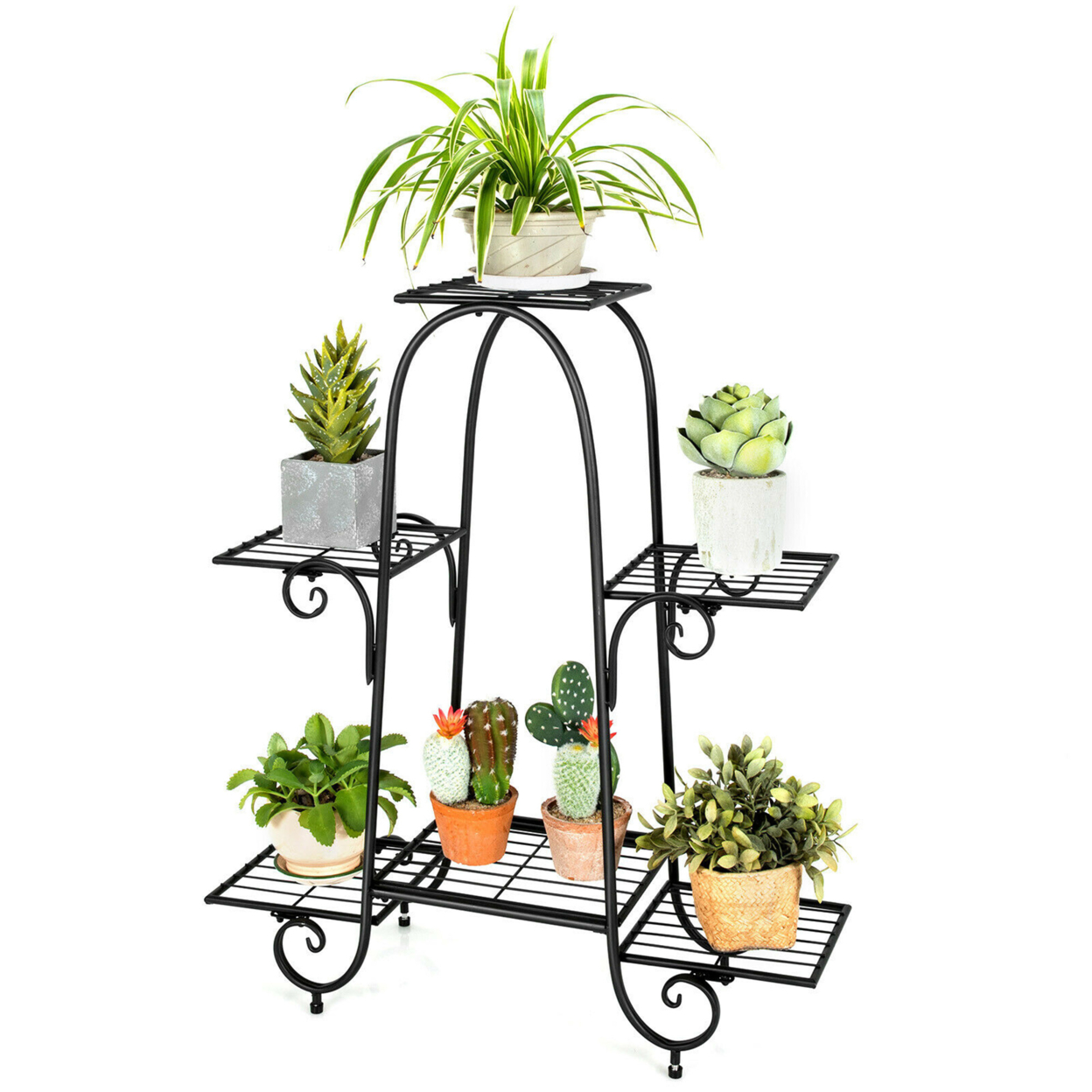 6 Tier Flower Pot Holder Metal Vertical Shelves Corner Plants Display Rack