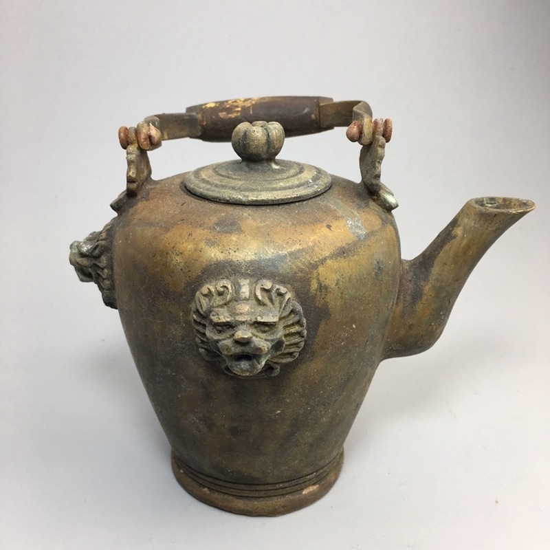 Antique Chinese Brass Copper Lion Tea Kettle Vintage Teapot Home Decor Handmade Art GDHP017