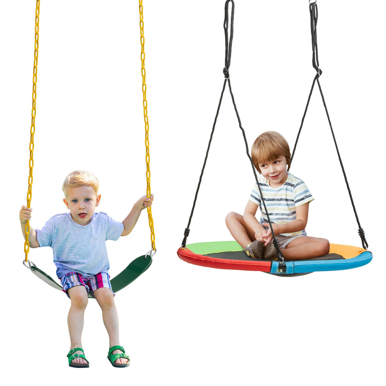 2-Pack Swing Set Swing Seat Replacement & Saucer Tree Swing For Indoor & Outdoor