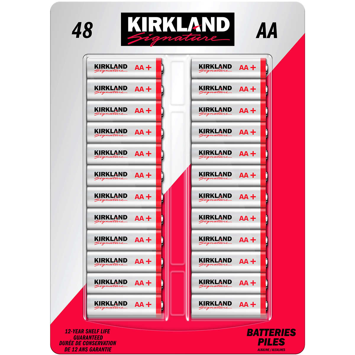 Kirkland Signature Alkaline AA Plus Batteries, 48 Count