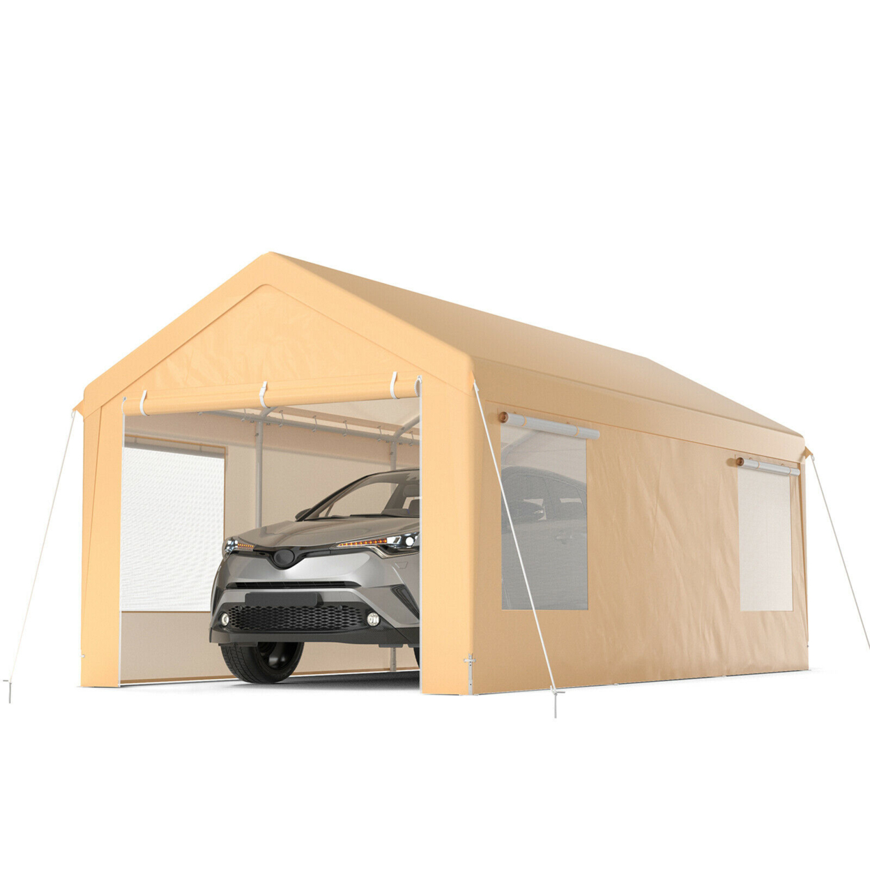 10x20 Ft Heavy-Duty Steel Carport Car Canopy Shelter Sidewalls Tent Garage