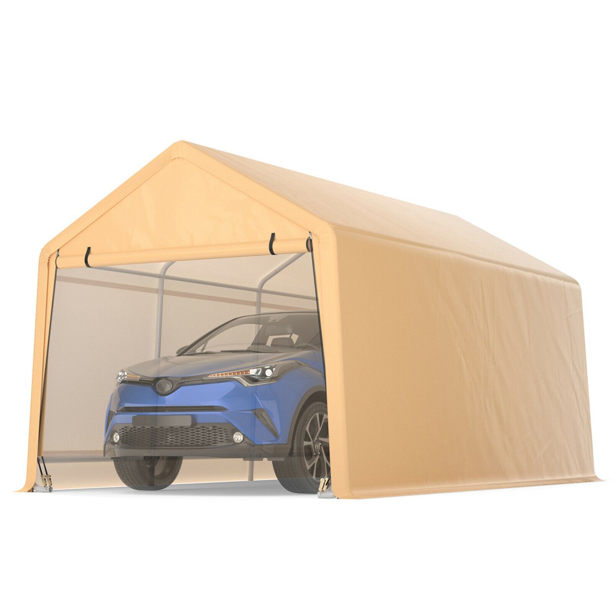 9x17 Ft Heavy Duty Carport Canopy PE Car Tent Steel Outdoor Garage Shelter