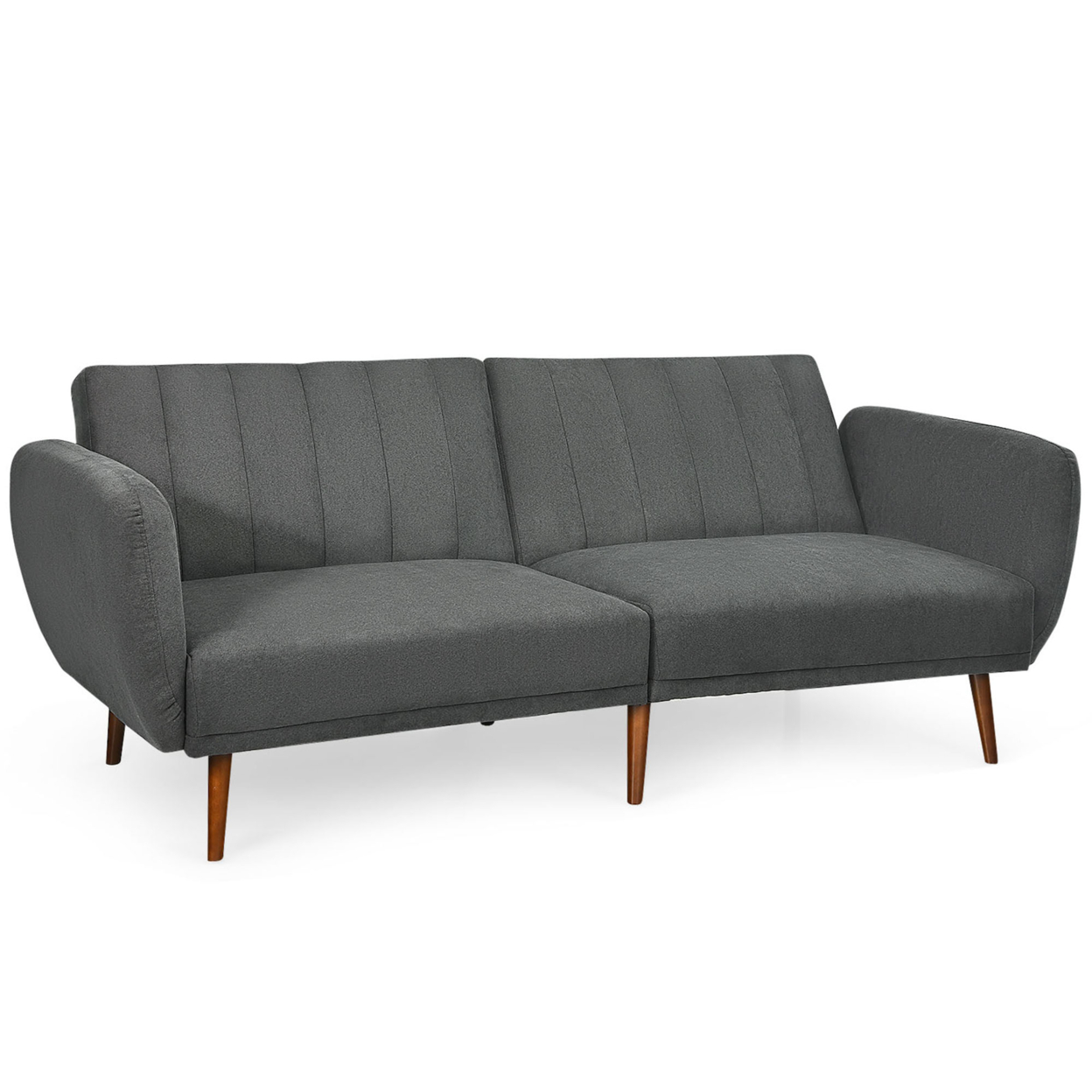 Modern Sofa Bed Convertible Futon Sofa W/ 3-Level Adjustable Angle Function - Grey