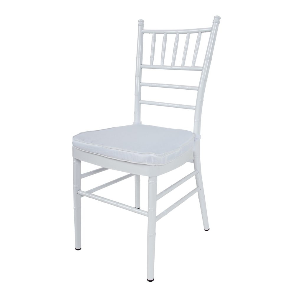 Classic Style Aluminum Chair With Slatted Backrest And Tapered Legs, Glossy White- Saltoro Sherpi