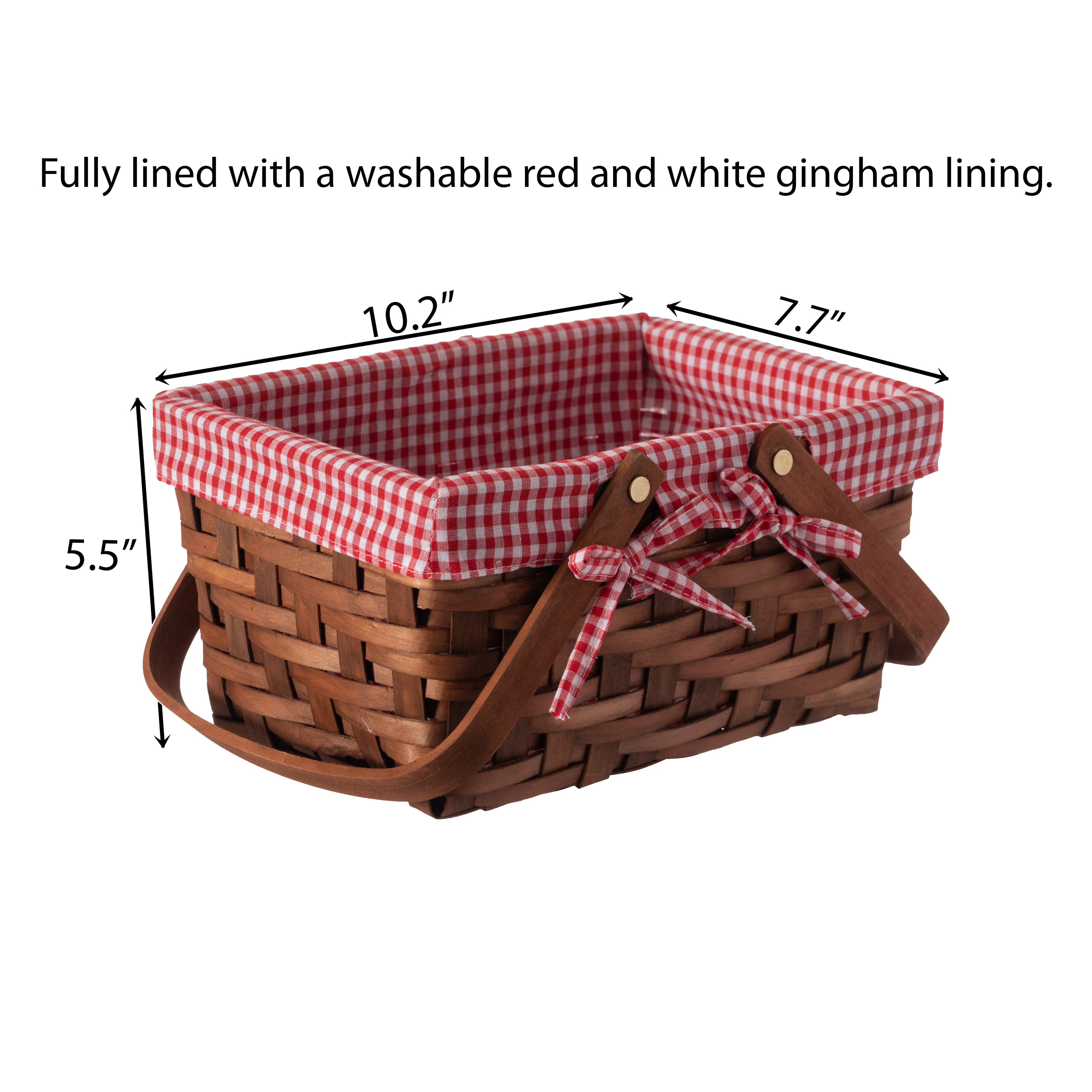 Rectangular Picnic Basket Lined With Gingham Lining - Pack Of 36