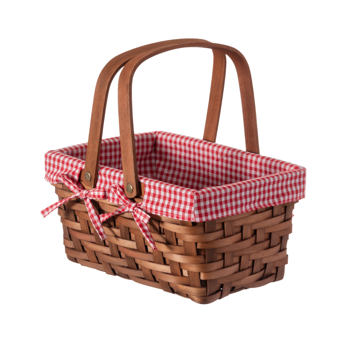 Rectangular Picnic Basket Lined With Gingham Lining - Pack Of 1